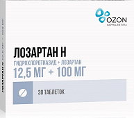 Лозартан Н тбл п/п/о 12,5мг+100мг №30