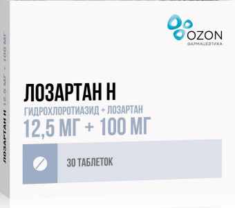 Лозартан Н тбл п/п/о 12,5мг+100мг №30