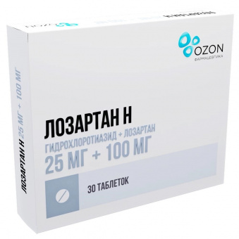Лозартан Н тбл п/п/о 25мг+100мг №30