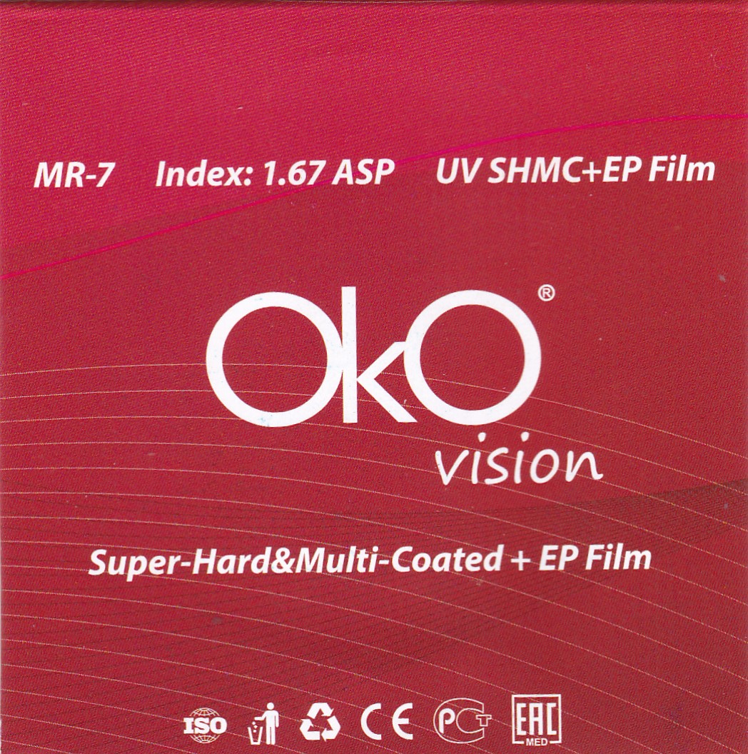Линза очковая OkOvision 1.67 MR-7 ASP -9,00 70мм