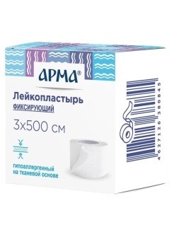 Арма лейкопластырь фиксир 3х500см ткан бел