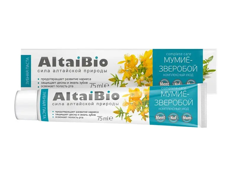 АлтайБио зуб паста Мумие/Зверобой 75мл/100гр