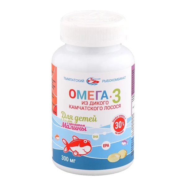 Омега-3 из дикого камчат лосося д/дет 300мг капс №250 малина