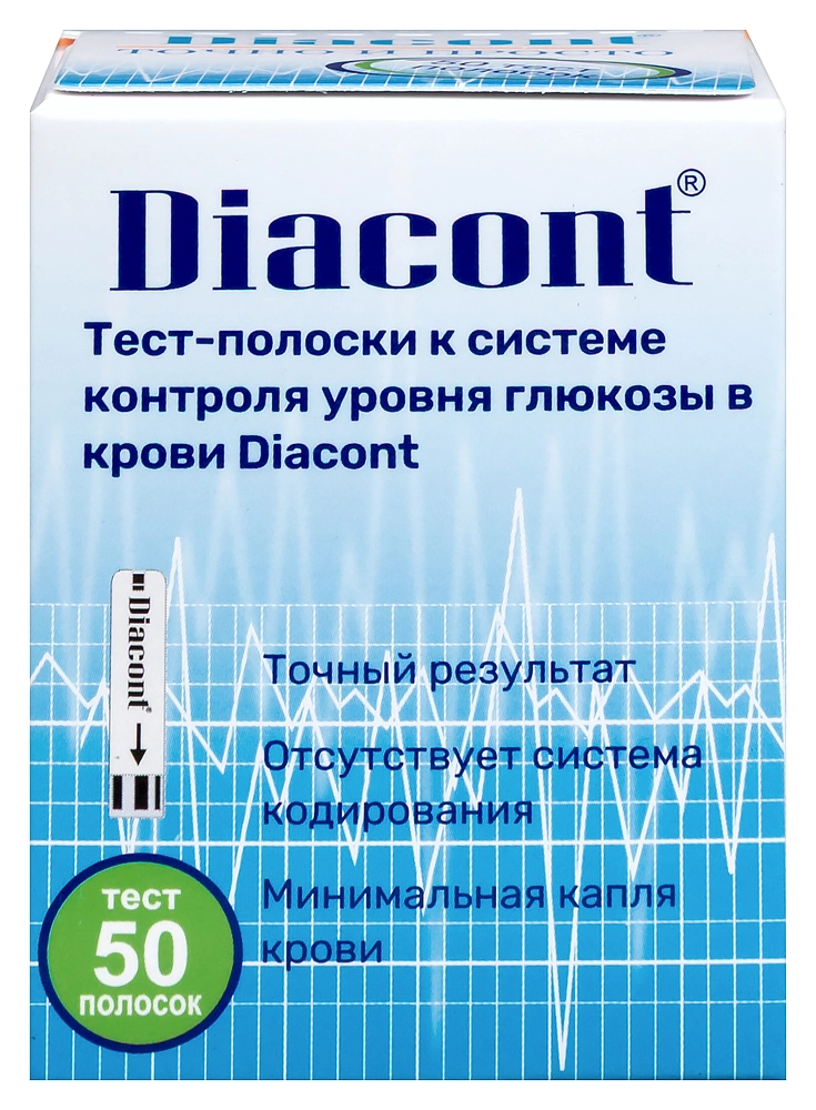 Диаконт тест-полоски к системе уровня контр глюкозы №50