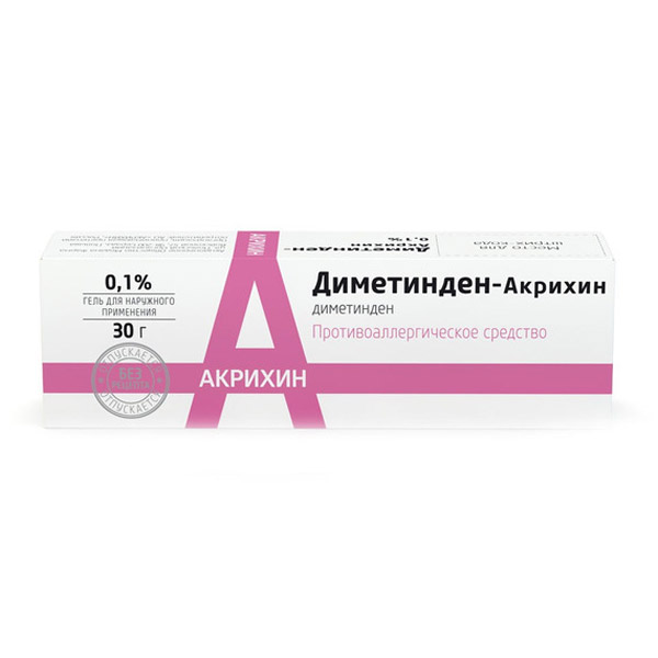 Диметинден-Акрихин гель д/наруж прим 0,1% 30г