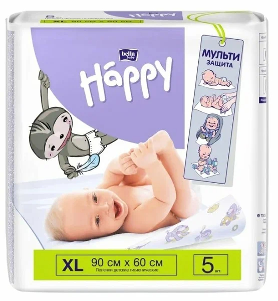 Белла хэппи бэби пеленки однораз впит 60х90 №5