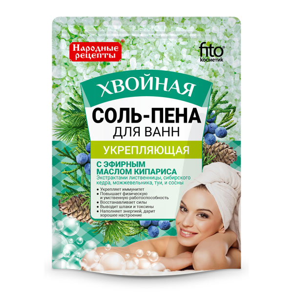 Народные рецепты соль-пена д/ванн хвойная 200г