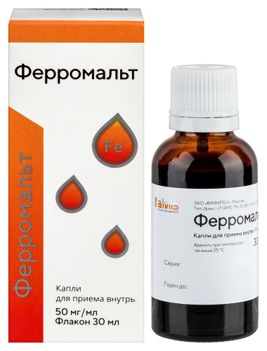 Ферромальт капли д/пр внутрь 50мг/мл 30мл фл