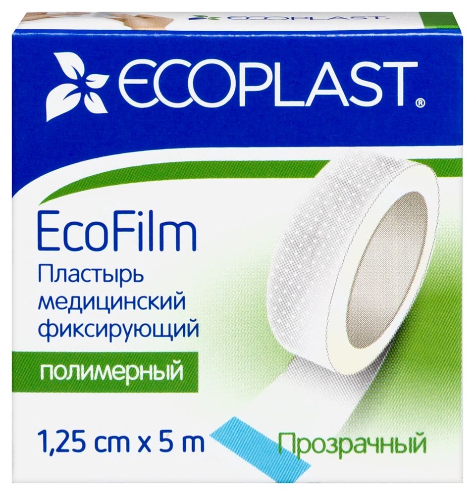 Экопласт пластырь мед фиксир Экофилм 1,25х5см полим