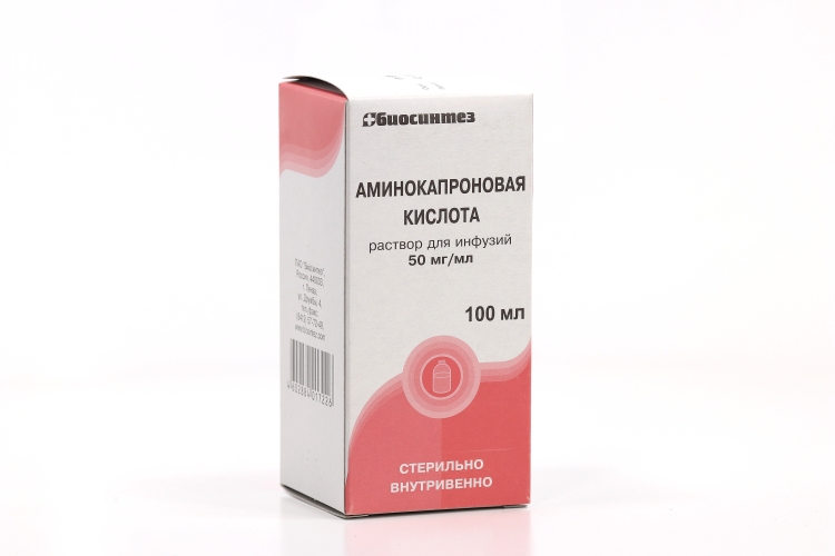 Аминокапроновая к-та р-р д/инф 50мг/мл 100мл №1 бут инд уп