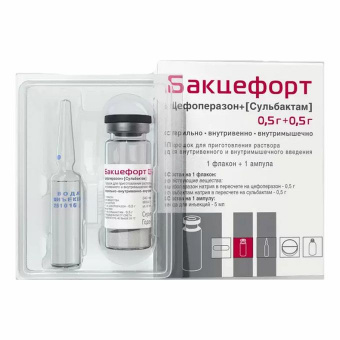 Бакцефорт пор д/р-ра в/в в/м 0,5г+0,5г №1