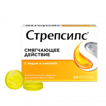 Стрепсилс тбл д/расс №24 Мед/лимон