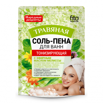 Народные рецепты соль-пена д/ванн тониз. травяная 200г