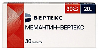Мемантин-Вертекс тбл п/п/о 20мг №30 яч конт 15*2