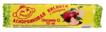 Аскорбиновая к-та с сахаром тбл 25мг №10 Яблоко