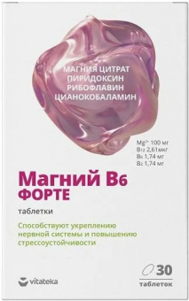 Витатека Магний B6 Форте тбл 1170мг №30