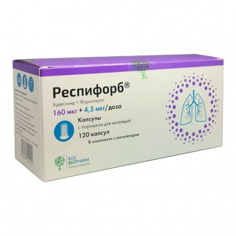 Респифорб капс с пор д/инг 160мкг+4,5мкг/доза №120+уст д/инг