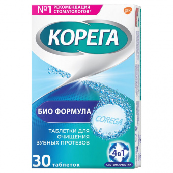 Корега крем д/очищения частичных зубных протезов табл №30