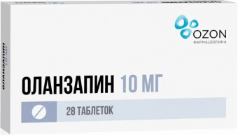 Оланзапин тбл п/п/о 10мг №28 яч конт 14*2