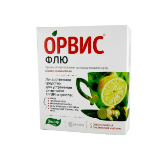 ОРВИС Флю пор д/р-ра д/пр вн 500мг+25мг+200мг №10 лимон/имб