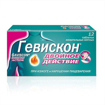 Гевискон Двойное Действие тбл жев Мята №12